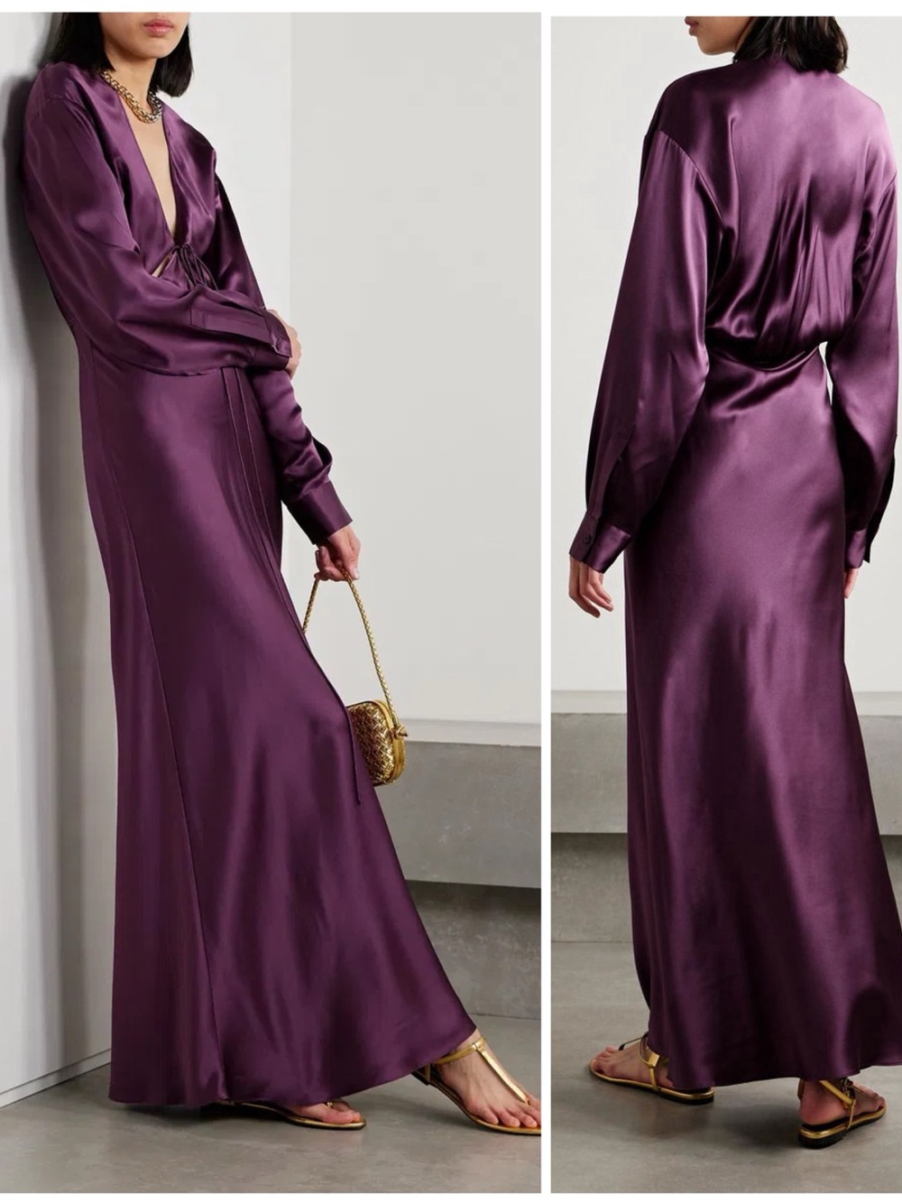 NWT Christopher Esber Triquetra Cutout Silk-Satin Maxi Dress Purple Women’s US 4